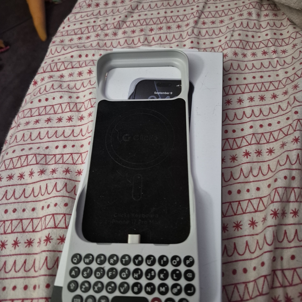 Apple Black and White Phone with Keyboard Case